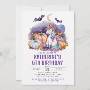 Halloween Unicorn Watercolor Geburtstagsparty Einladung