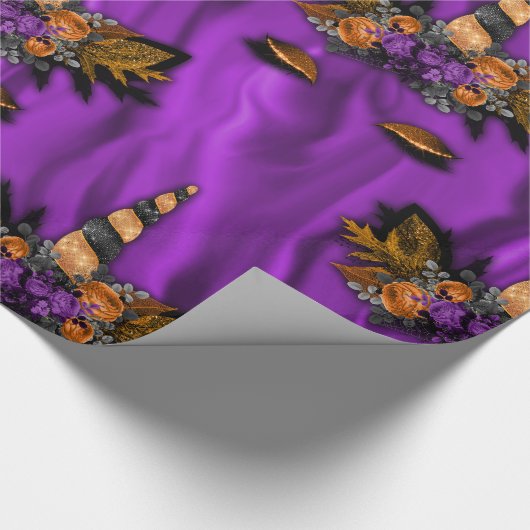 Halloween Unicorns auf Lila Seide Geschenkpapier (Ecke)