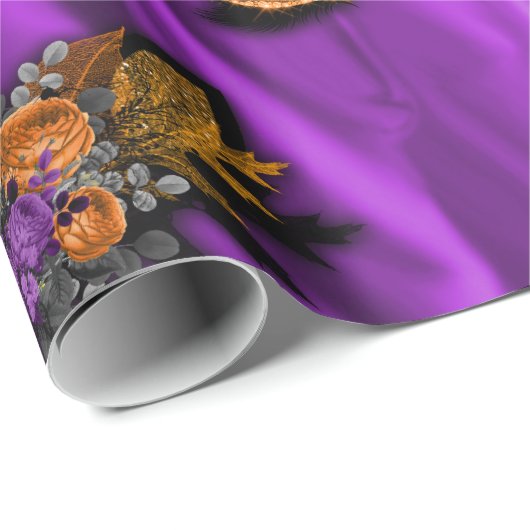 Halloween Unicorns auf Lila Seide Geschenkpapier (Rolleneckpunkt)