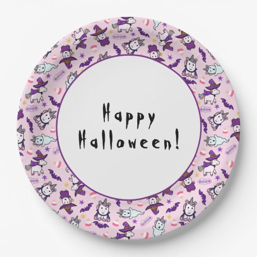 Halloween Unicorns Pappteller (Vorderseite)