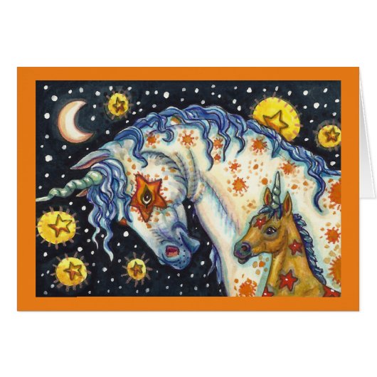 HALLOWEEN UNICORNS, STAR HORSE & COLT FANTASY CARD (Vorderseite (Horizontal))