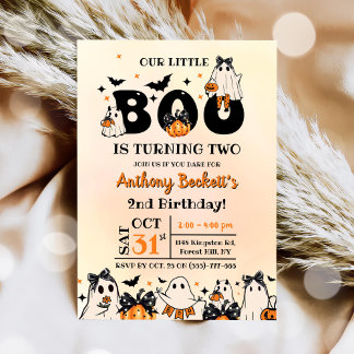 Halloween Unser kleines Boo 2. Geburtstags Party Einladung