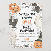 Halloween, unsere kleine Boo Geburtstagsparty Einladung (Vorne/Hinten)