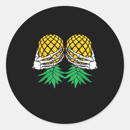 Halloween Updown Pineaple Swinger Skeleton H Runder Aufkleber (Vorderseite)