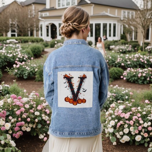 Halloween-V-Kürbisse Jeansjacke (Hochzeit Rückseite)
