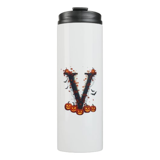 Halloween-V-Kürbisse Thermosbecher (Vorderseite)