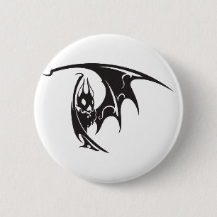 Halloween-Vampir-Fledermäuse-Tätowierstil-Kunstwer Button