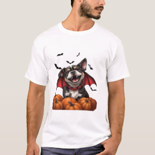 Halloween Vampir-Hund mit Kürbissen Classic T-Shir T-Shirt