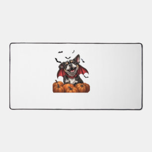 Halloween Vampir-Hund mit Kürbissen Klassisches T- Schreibtischunterlage
