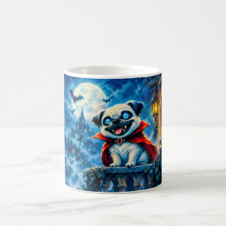 Halloween-Vampir-Mops in nächtlicher Szene Kaffeetasse