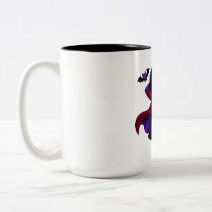 Halloween-Vampir-Pinguin mit Candy-Kürbis Zweifarbige Tasse