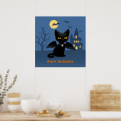 Halloween Vampir schwarze Katze mit Flügeln Poster (Küche)