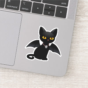 Halloween Vampir schwarze Katze mit Flügeln Sticke Aufkleber
