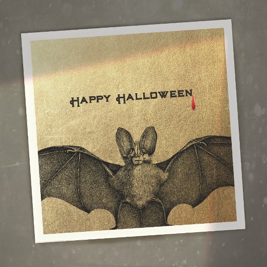 Halloween Vampire Bat Gold Serviette