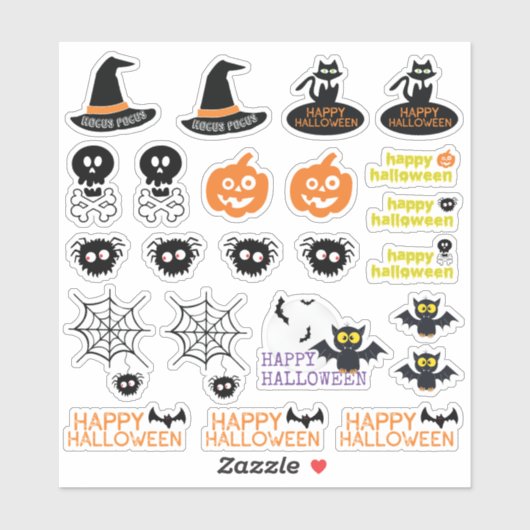Halloween Vampire Bat Hexenhut Spider Web Skull Aufkleber (Blatt)