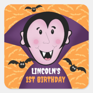 Halloween Vampire Bats 1. Geburtstag Niedlich Quadratischer Aufkleber