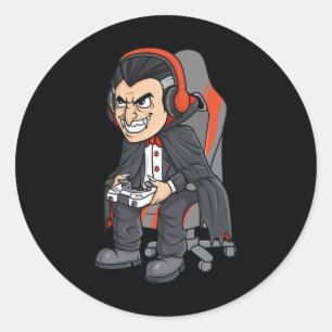 Halloween Vampire Beängstigend Gamer Boys Kids Runder Aufkleber