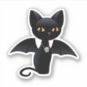 Halloween Vampire Black Cat mit Flügeln Aufkleber (Vorderseite)
