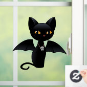 Halloween Vampire Black Cat mit Flügeln Fensteraufkleber (Zuhause)