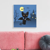 Halloween Vampire Black Cat mit Flügeln Leinwanddruck (Insitu (Wohnzimmer))