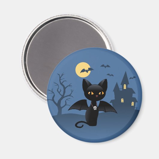 Halloween Vampire Black Cat mit Flügeln Magnet (Vorderseite/Rückseite)