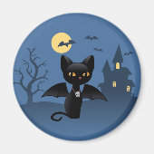 Halloween Vampire Black Cat mit Flügeln Magnet (Vorne)