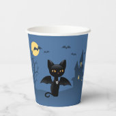Halloween Vampire Black Cat mit Flügeln Pappbecher (Rückseite)