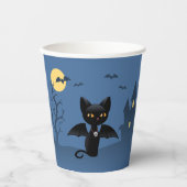 Halloween Vampire Black Cat mit Flügeln Pappbecher (Vorderseite)