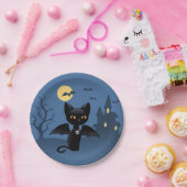 Halloween Vampire Black Cat mit Flügeln Pappteller (Party)