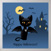 Halloween Vampire Black Cat mit Flügeln Poster (Vorne)