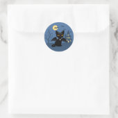 Halloween Vampire Black Cat mit Flügeln Runder Aufkleber (Tasche)