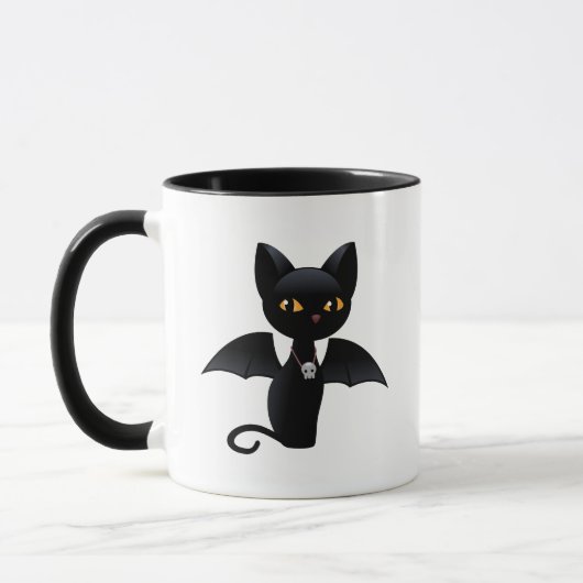 Halloween Vampire Black Cat mit Flügeln Tasse (Links)