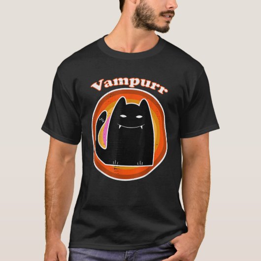 Halloween Vampire Black Kitten Dracula Vampurr Cat T-Shirt (Vorderseite)