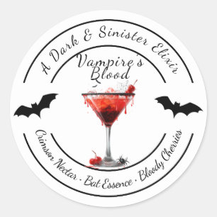 Halloween Vampire Blood Cocktail Spooky Drink Runder Aufkleber