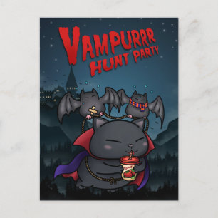 Halloween Vampire Cat Vampurr Feiertagspostkarte