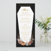 Halloween Vampire Coffin Wedding Party Menu Menükarte (Stehend Vorderseite)