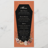 Halloween Vampire Coffin Wedding Party Terracotta Menükarte (Vorderseite)