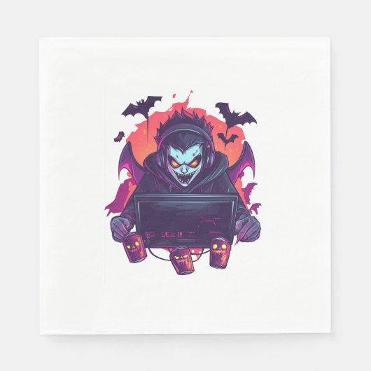 Halloween Vampire Gamer Serviette (Vorderseite)