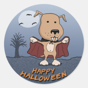 Halloween Vampire Hunde-Aufkleber: Count Barkula Runder Aufkleber