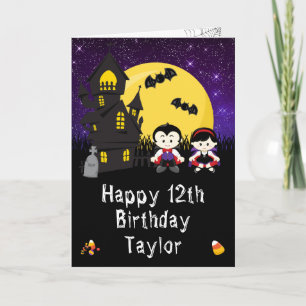 Halloween-Vampire Lila Alles Gute zum Geburtstag Karte