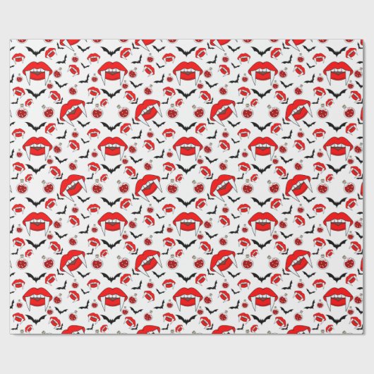 Halloween Vampire Lips Wrapping Paper Geschenkpapier (Flach)