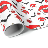 Halloween Vampire Lips Wrapping Paper Geschenkpapier (Rolleneckpunkt)