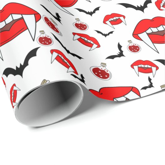 Halloween Vampire Lips Wrapping Paper Geschenkpapier (Rolleneckpunkt)