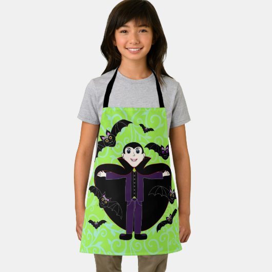 Halloween Vampire mit Fledermäusen grün Schürze (Insitu)