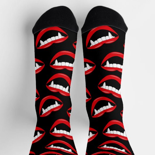 Halloween Vampire Mouth- und Fangs-Horror-Muster Socken (Oben)