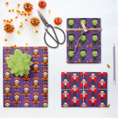 Halloween Vampire, Pumpkin & Frankenstein Geschenkpapier Set