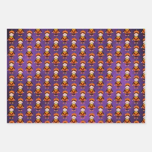 Halloween Vampire, Pumpkin & Frankenstein Geschenkpapier Set (Vorderseite)