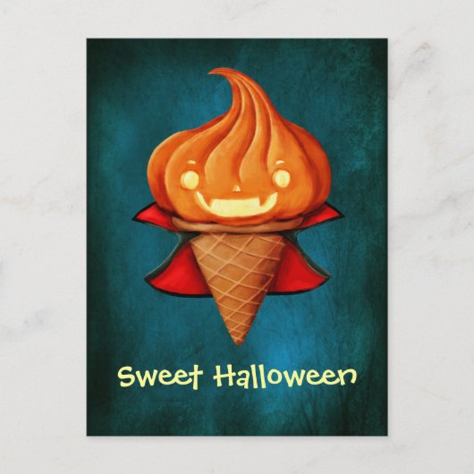 Halloween Vampire Pumpkin Ice Cream Postkarte (Vorderseite)