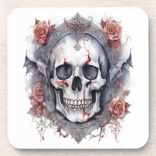 Halloween Vampire Skull Art Getränkeuntersetzer (Vorderseite)