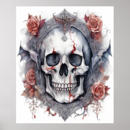 Halloween Vampire Skull Art Poster